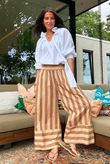 Bloc Stripe Wide Leg Pant Nutmeg & Cedar